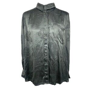 Vintage Escada 100% Silk Green Rose Jacquard Blouse West Germany Sz 42 (US 12)